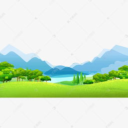卡通手绘绿色风景图素材图片免费下载高清psd千库网图片编号10188235