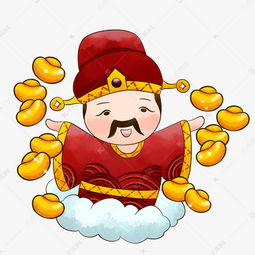 手绘卡通中国风财神爷元宝过新年素材图片免费下载千库网