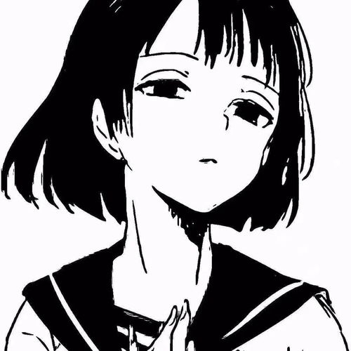 动漫头像动漫女黑白