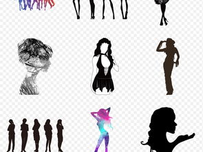 卡通手绘美女时尚女人剪影海报素材背景图片png