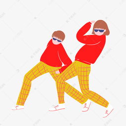 手绘卡通矢量扁平情人节搞笑跳舞情侣素材图片免费下载千库网