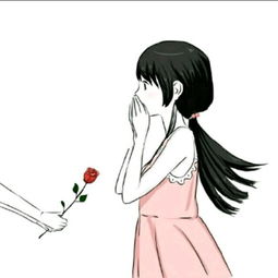 漫画情侣头像男的送花给女图头发衣服都是有上颜色的,我要找男的那张