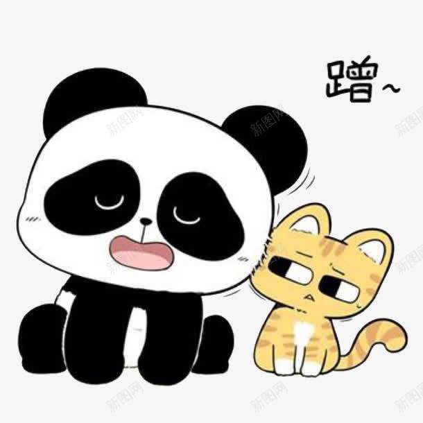 卡通可爱熊猫蹭猫平面电商创意素材熊猫素材