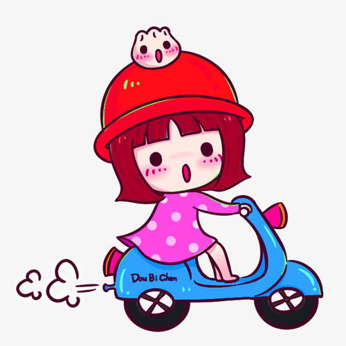 卡通骑摩托女孩装饰图案高清素材设计图片免费下载页面网页平面电商创意素材png素材素材