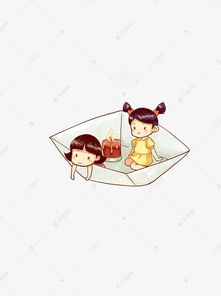 纸船上玩耍的卡通可爱小女生素材图片免费下载千库网