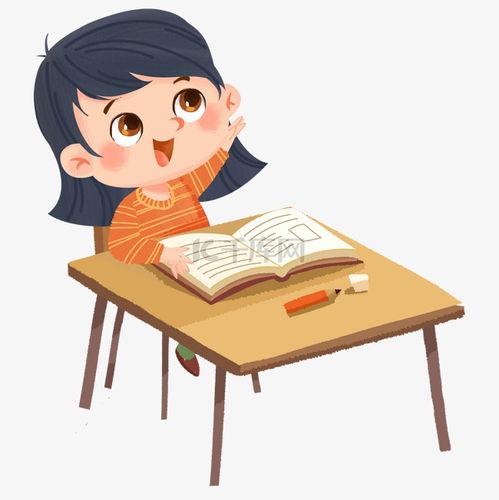 坐着学习的卡通女孩学生素材图片免费下载千库网
