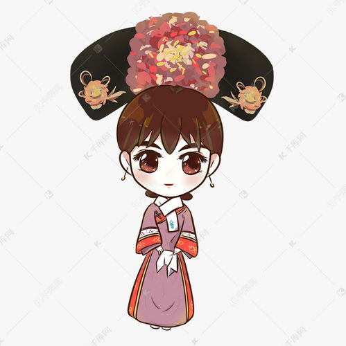 清朝格格古装美女手绘q版卡通宫女素材图片免费下载千库网