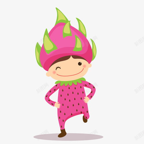 卡通穿着火龙果服装的人物矢量图页面网页平面电商创意素材火龙素材