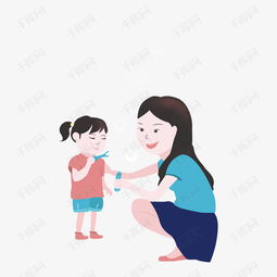 卡通手绘吹泡泡的母女俩素材图片免费下载高清psd千库网图片编号10423107
