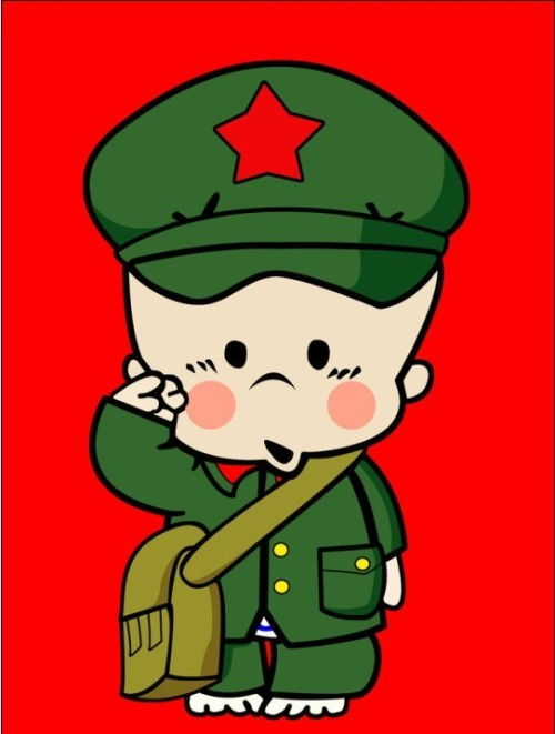 求一张戴着绿色头盔的小士兵在敬礼的qq头像