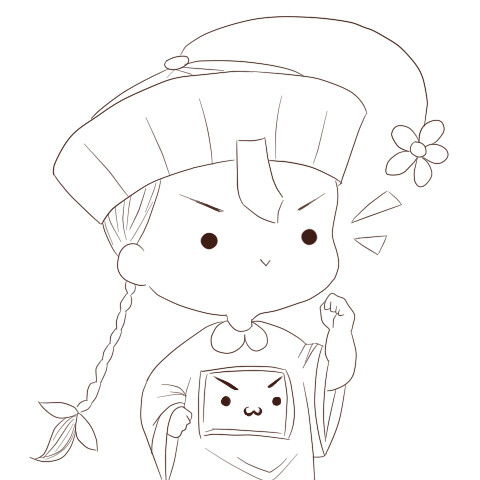 线稿动漫黑白素材插画橡皮章手帐