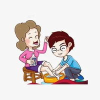给妈妈洗脚图片卡通孩子给妈妈洗脚的图片