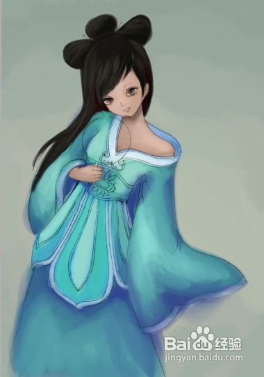 看看我用ps鼠绘清纯可爱的古装卡通小女孩