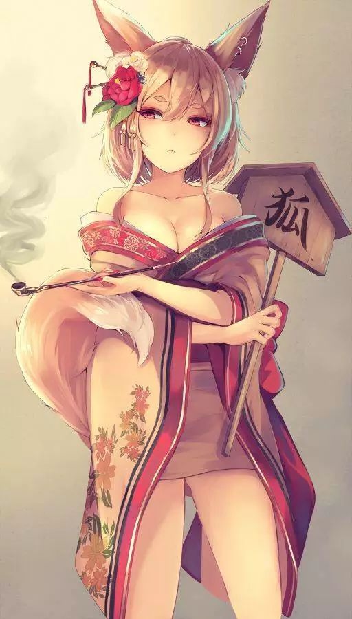 忧郁的气质,迷离的眼神抽烟的二次元女孩