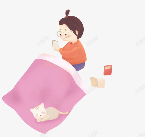 卡通手绘女孩与猫咪高清素材免费下载设计图片页面网页平面电商创意素材png素材被子素材
