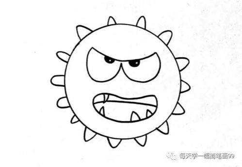 每天学一幅简笔画病毒卡通简笔画画法步骤