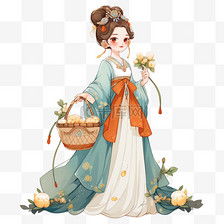 中秋节古代美女月饼卡通手绘元素素材图片免费下载千库网