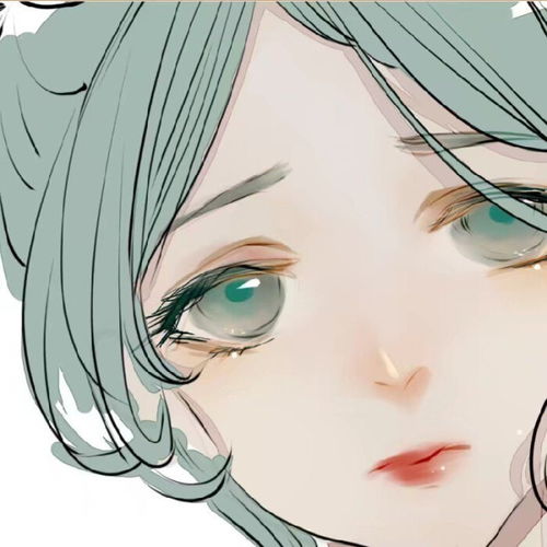 可人的小女孩漫头手绘风