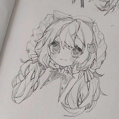 可爱卡哇伊的小女生水彩动漫手绘