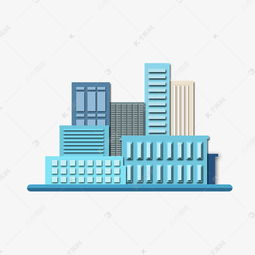 卡通城市建筑冷色系卡通建筑简易卡通素材图片免费下载高清psd千库网图片编号9923947