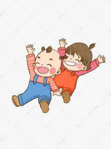 前后坐着哈哈大笑的儿童卡通元素素材图片免费下载千库网
