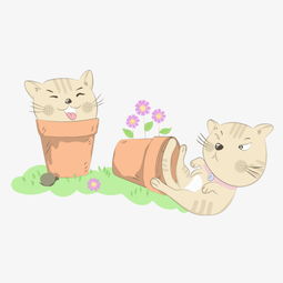 手绘卡通调皮玩耍的猫咪图片素材其他格式下载动漫人物大全
