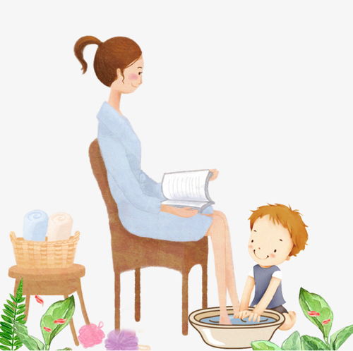 免抠卡通手绘给妈妈洗脚的男孩素材图片免费下载高清psd千库网图片编号10004857