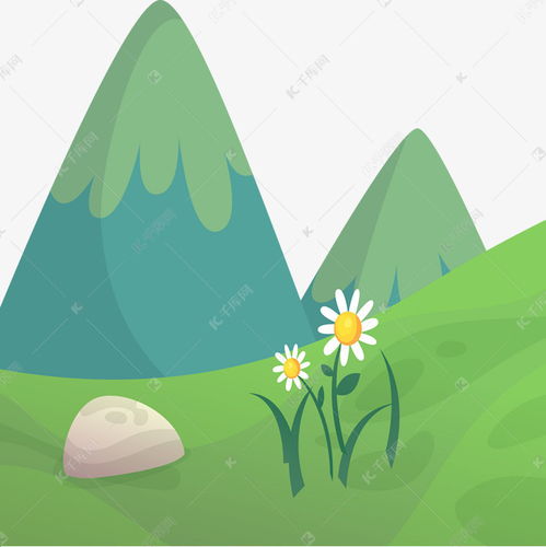 高山青草卡通风景素材图片免费下载千库网